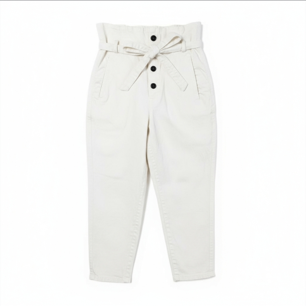 H&M White High Waisted Dress Pants Trousers Slacks Size 6 Button Up